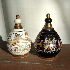 Set of 2 Vintage MCM Miniature Iconic Greek Mythology Porcelain Perfume Bottles